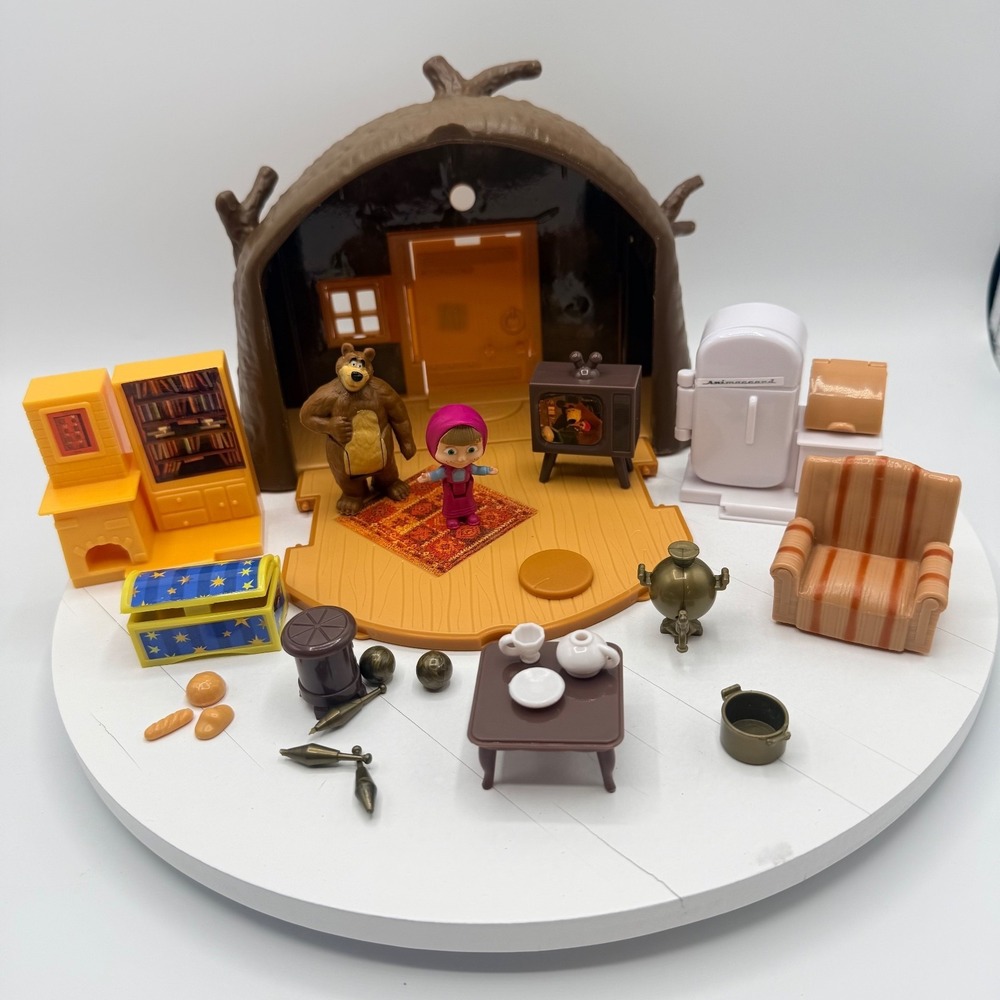 Masha and the Bear House‎ Playset Open Close Living Room Figurines Furniture